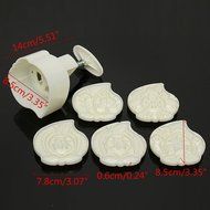 Jeteven Birthday Peach-shaped Moon Cake Mold Hand Pressure Mould with 5pcs Stamps Baking DIY Tool N2