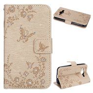 Galaxy Core Prime Wallet Case,PHEZEN Serect Garden Butterfly Flower Inlaid Shiny Glitter Diamond Pu Leather Flip... N9