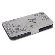 Galaxy Core Prime Wallet Case,PHEZEN Serect Garden Butterfly Flower Inlaid Shiny Glitter Diamond Pu Leather Flip... N12