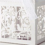 TOOGOO(R)50x Dragees Box Candy Heart White Bird Cage for Wedding Baptism N2