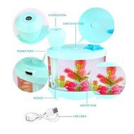 460ml Mini Ultrasonic Fish Tank Air Humidifier with USB Powered LED Night Light for Home Room Bedroom Office (... N9
