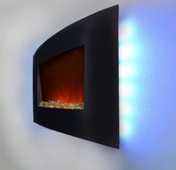 AKDY 36 inch Wall Mount Modern Space Heater Electric Fireplace Tempered Glass W/Remote Control AX-520APB N3