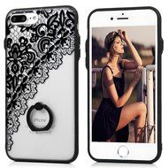 iPhone 7 Plus Case (5.5 inch) - 360 Degree Rotating Ring Holder Kickstand Shockproof Soft TPU Skin Bumper Frame... N54