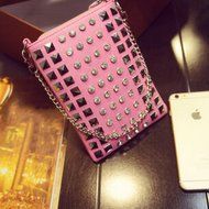 Spritech(TM) Special Pyramid Studs Design Mini Cellphone Pouch Luxury PU Leather Crossbody Single Shoulder Bag... N8