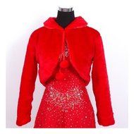 KAKA(TM) Gorgeous Winter Bridal Wedding Dress Wrap Artificial Plush Shawl-Red N33