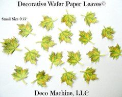 32 Yellow Green Fall Maple Leaf Decorative Wafer Paper Leaves&copy; Very Small 0.75&quot; Size Cake Decorations Cupcake...