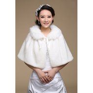 KAKA(TM) Gorgeous Winter Bridal Wedding Dress Wrap Artificial Plush Shawl-Red N37