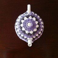 Crochet Tea Pot Cozy Lavender Grey White Cotton