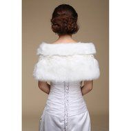 KAKA(TM) Gorgeous Winter Bridal Wedding Dress Wrap Artificial Plush Shawl-Red N38