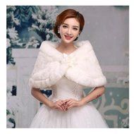 KAKA(TM) Gorgeous Winter Bridal Wedding Dress Wrap Artificial Plush Shawl-Red N39