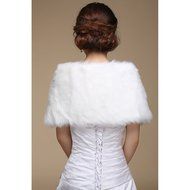KAKA(TM) Gorgeous Winter Bridal Wedding Dress Wrap Artificial Plush Shawl-Red N42
