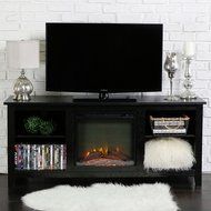58" Espresso Wood TV Stand with Fireplace Insert W58FP18ES New N3