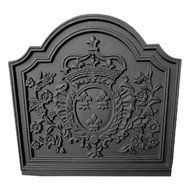 Black Cast Iron Crown Medallion Fireback - 19.75 x 19.75 inch