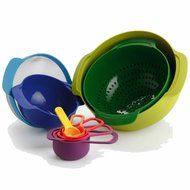 AOTO 10 Piece Multi-Color Compact Mixing Bowls, Food Prep and Measuring Nesting Set (10 piece, Multicolored) N2