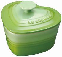 Le Creuset Stoneware Covered Heart Ramekin, Kiwi