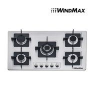 WindMax&reg; Hot 35.5" Stainless Steel Built-in 5 Burner Stoves LPG NG Gas Hob Fixed Cooktop Cooker N2