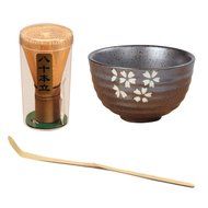 Tea Ceremony Matcha Bowl Green Tea Powder Ceramic Teaware Accessory 4 Patterns - Cherry Blossoms, 11.3x4.8x6.9cm N2