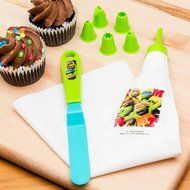 Zak Designs TNTR-S090 Ninja Turtles 8 Piece Cake Decorating Supplies Set, Decorated