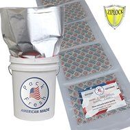 5 Gallon HD Ziplock Mylar bags with 2000cc Oxygen Absorbers Individually Sealed (6) with PackFreshUSA LTFS Guide