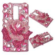 Spritech(TM) Bling Clear Phone Case For LG spirit h440 C70/LG Escape 2/LG Logos/LG Spirit 4G LTE,3D Handmade Rose... N36