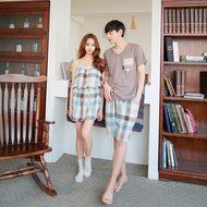 KAKA(TM) Girl Boy Summer Sleepwear Couples Sleeveless Homewear With Short Pants N5