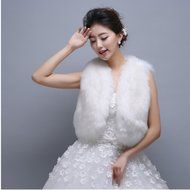 KAKA(TM) Gorgeous Winter Bridal Wedding Dress Wrap Artificial Plush Shawl-White N14