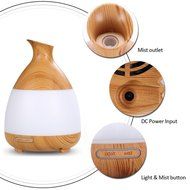 YouVogue 120ml Essential Oil Diffuser Wood Grain Mist Humidifier Aroma Diffuser with 7 Changing Colored Led Lights...