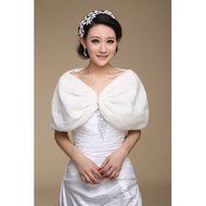 KAKA(TM) Gorgeous Winter Bridal Wedding Dress Wrap Artificial Plush Shawl-Red N48