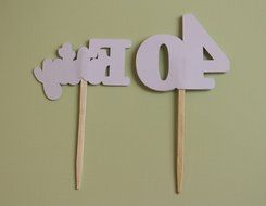 All About Details Black Forty Cupcake Toppers, Set of 12