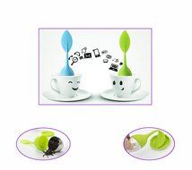 NELPLA Set of 4 Color Silicone Handle Stainless Steel Strainer,Included Drip Tray - Loose Tea Steeper- Best for...