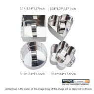 Ambermars 4pcs Mousse Cake Pastry Ring Stainless Steel Cutters Mousse Mold - Heart,Flower,Circle,Square Shaped...