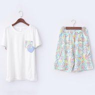 KAKA(TM) Girl Boy Summer Sleepwear Couples Homewear Pajama Shorts and Top Set N6