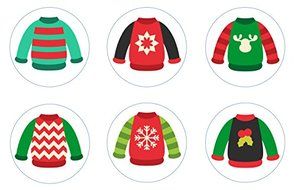 Ugly Christmas Sweater Edible Cupcake Toppers Decoration