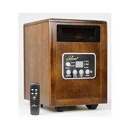 Modern Infrared Portable Space Heater with Dual Heating System, 1500W, Remote Control, Dark Walnut Wooden Cabinet...