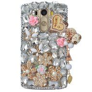 Spritech(TM) Bling Phone Case For LG K7/LG Tribute 5,3D Handmade Silver Crystal Flower Pendant Accessary Design... N14