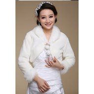 KAKA(TM) Gorgeous Winter Bridal Wedding Dress Wrap Artificial Plush Shawl-White N18