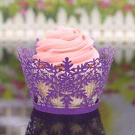 Oksale 24Pcs Christmas Hollow Lace Cup Muffin Holder Cake Paper Case Wraps Cupcake Wrapper for Wedding Birthday... N3