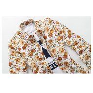 KAKA(TM) Men Spring Autumn Long Sleeve Print Flower Slim Casual Shirt L N4