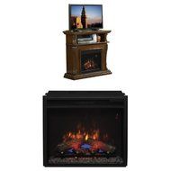 Complete Set Corinth Media Mantel in Vintage Cherry with 23&quot; Spectrafire Plust Insert with Safer Plug