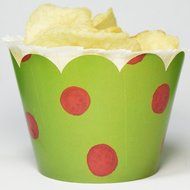 Cupcake Wrappers Green and Red Polka Dot Decorations for Packaging Christmas Treats and Food Gifts 36 Pieces by...
