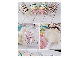 ASIBT Round Shape Clear Push-Up Cake Pop Shooter (Push Pops) Plastic Containers with Lids, Base &amp; Sticks, Pack...