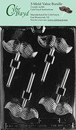 CybrTrayd D025-3BUNDLE Mustache Lolly Chocolate Candy Mold with Exclusive Copyrighted Chocolate Molding Instructions