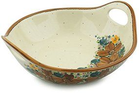 Polish Pottery Bowl with Handles 12-inch UNIKAT