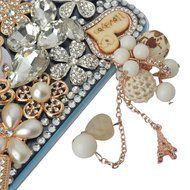 Spritech(TM) Bling Clear Phone For HTC Desire 626,3D Handmade Silver Crystal Flower Heart Pattern Pendant Accessary... N2