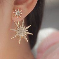 Hot Creative 1 Piece Women Lady Crystal Rhinestone Dangle Gold Star Ear Stud Earring