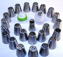 ROSTOV Premium Russian Piping Tips 38PCS/SET Stainless Steel Large Size DIY Icing Syringe Set with 2 Russian Ball...