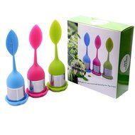 Tea Infuser, Olmesar 3-Pack Silicone Loose Leaf Strainer Handle With Stainless Steel Cylindrical Silicone Leaf...