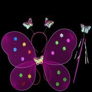 KAKA(TM) Angel Butterfly Fairy 4-pcs Set Children Cosplay Performance Show Costume Props - Blue N9