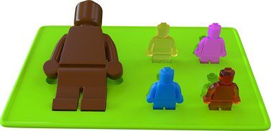 3 Pack - Candy Molds &amp; Silicone Ice Cube Tray - Lego Building Blocks, Jello and Toy Figures - Chocolate &amp; Strawberry...