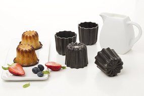 Pack of 4 NonStick Molds Cannele From Bordeaux French Custard Coffee Cake Traditional Pastry - 2.3 Inches